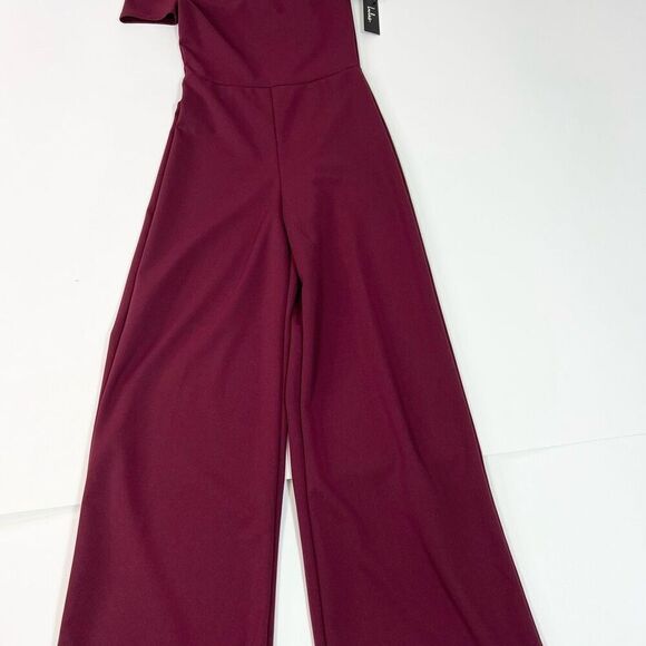 Lulu's Jumpsuit Womens Small Burgundy Red Cap Sleeve Pull ON NEW Pants - Picture 4 of 12